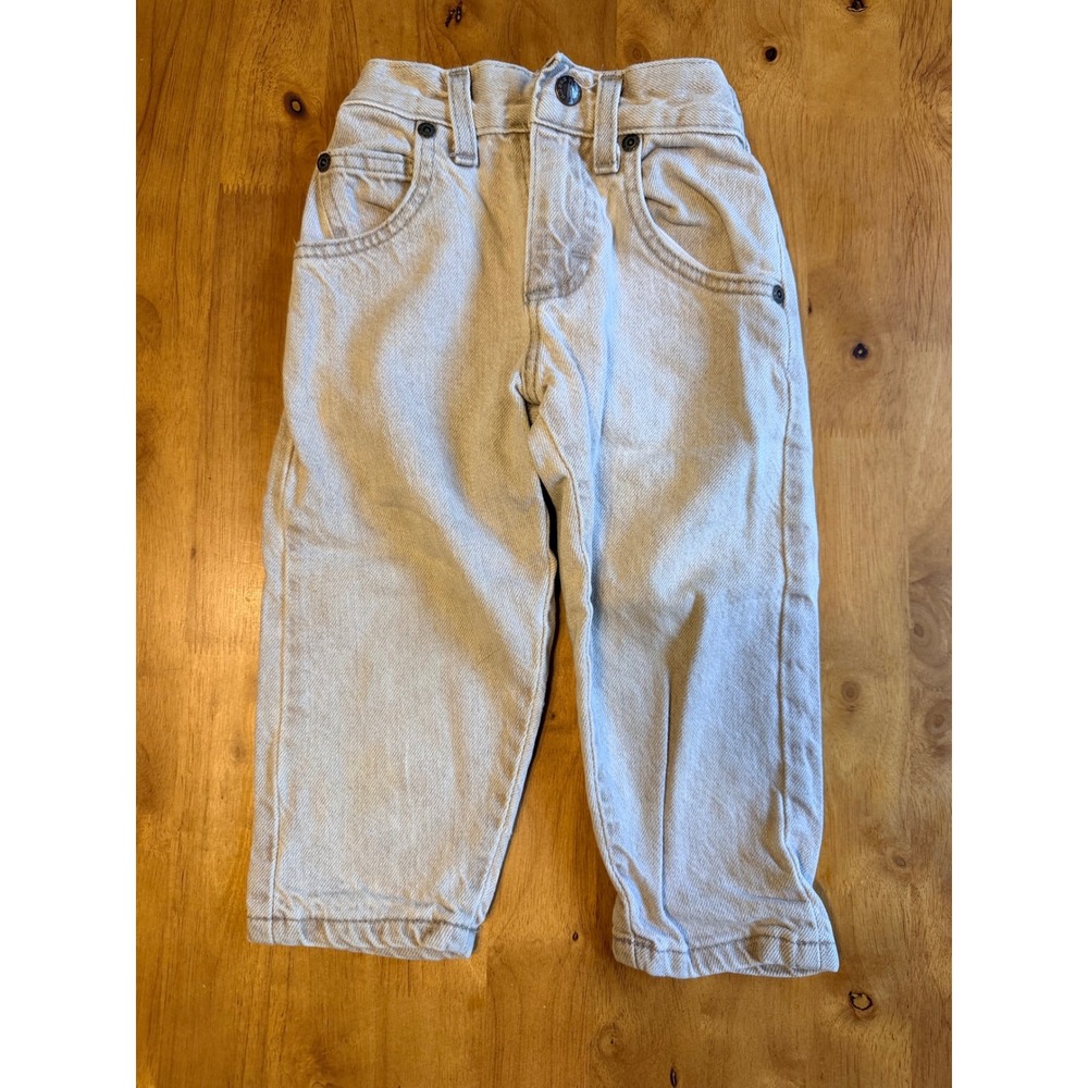 Vintage Riders Kids Tan‎ Denim Jeans Size 2T Made in USA Elastic Waist 0216